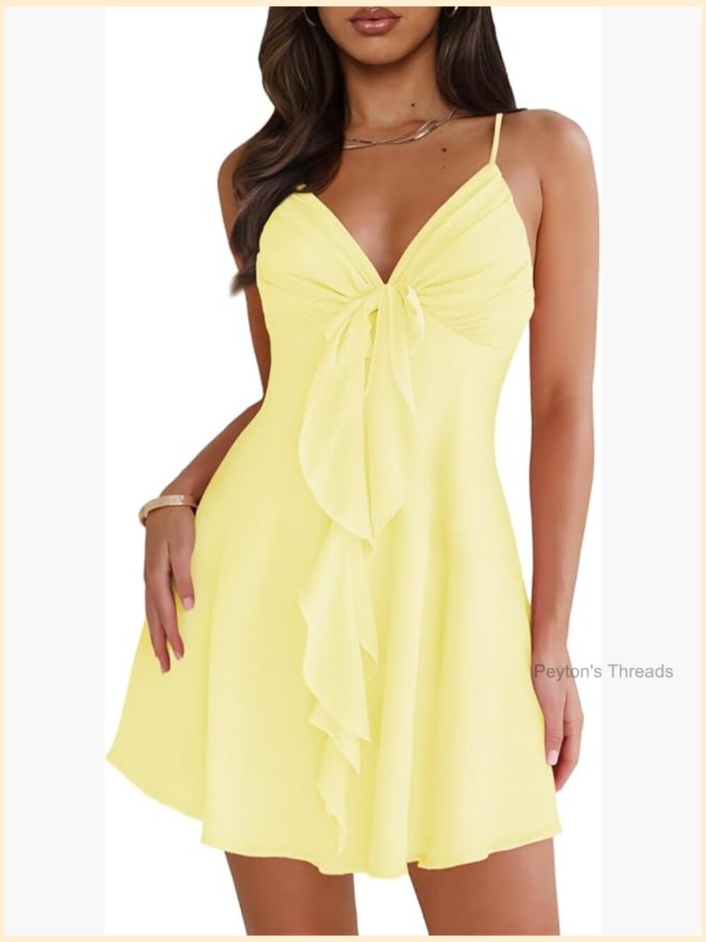 Sleeveless Sexy V Neck Summer Dress Flowy Beach Club Party Spaghetti Strap Mini